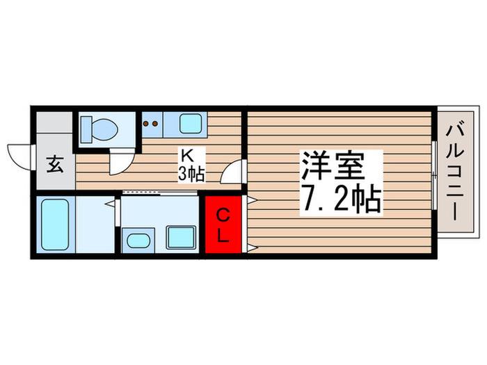タートルハイム元山(1K/2階)の間取り写真