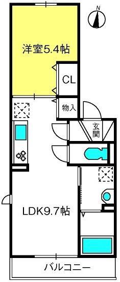 ヴィラ登戸町(1LDK/1階)の間取り写真