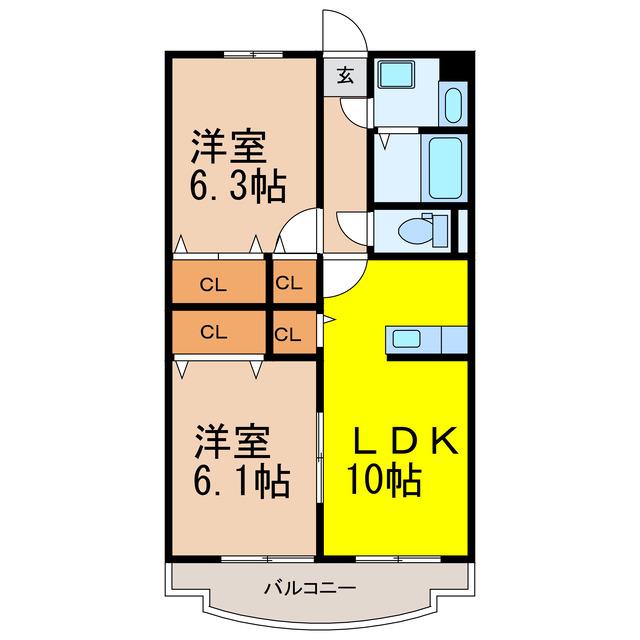 ピュア・クレール(2LDK/4階)の間取り写真
