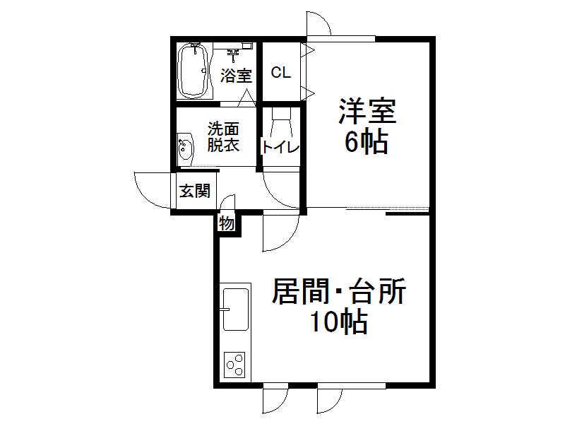 タウン1312(1LDK/2階)の間取り写真