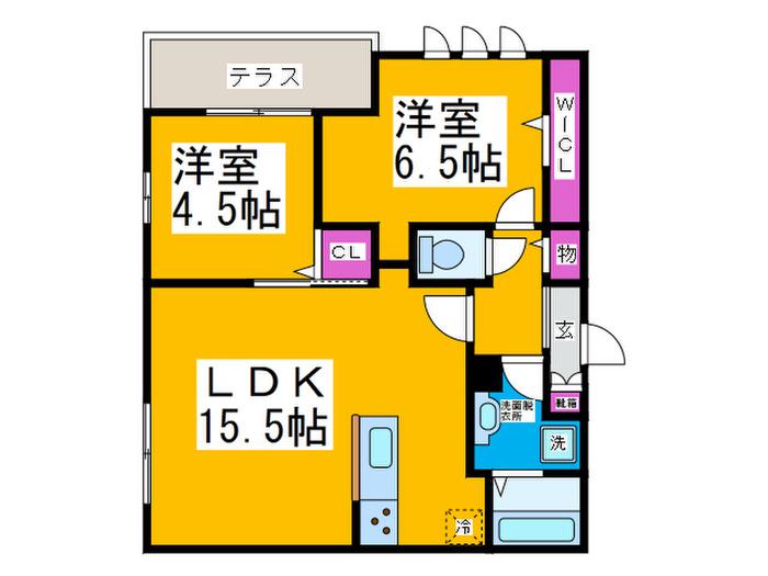 メゾンドール北野田(2LDK/1階)の間取り写真