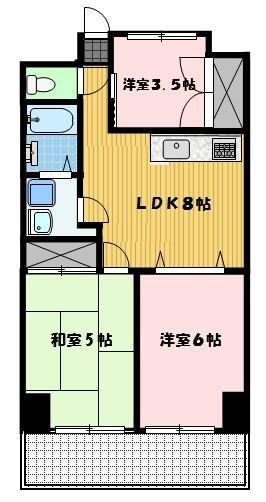 東亜物産ビル(3DK/3階)の間取り写真