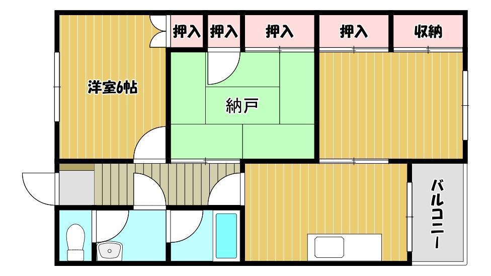 プレゾン郡家ビル(2LDK/2階)の間取り写真