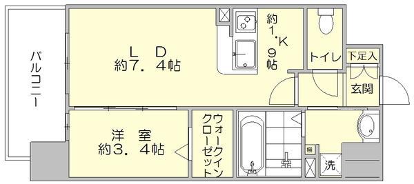 ラクラス呉服町(1LDK/7階)の間取り写真