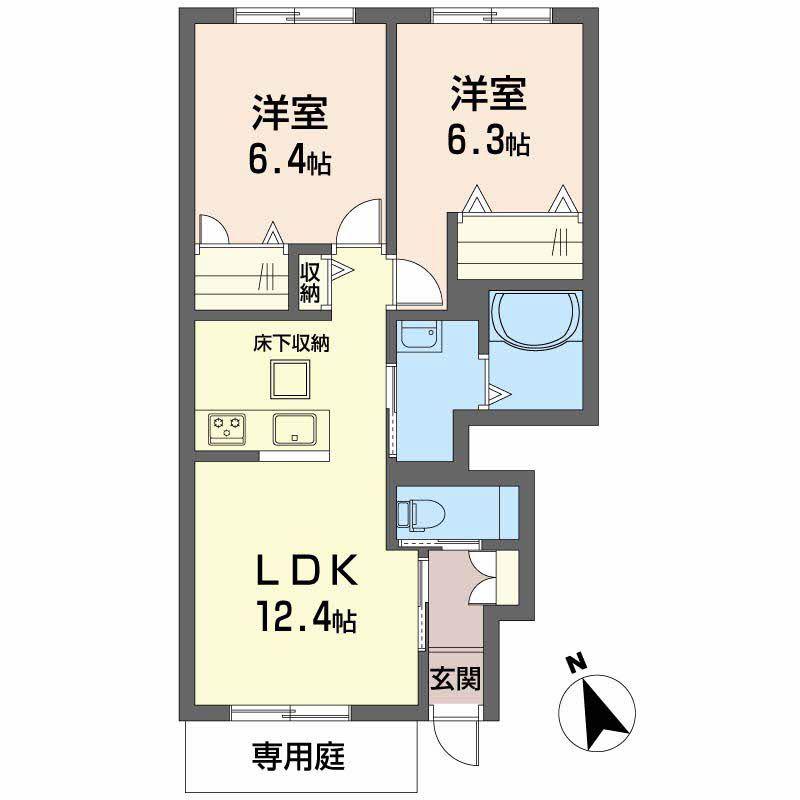 エクラージュ(2LDK/1階)の間取り写真