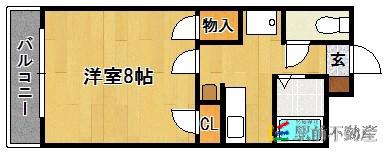 グリーンヒルズ香椎(1K/2階)の間取り写真