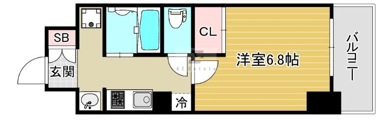 ジュネーゼグラン難波ミラージュ(1K/7階)の間取り写真