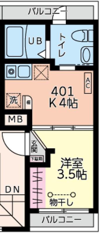 REAL門仲(1K/4階)の間取り写真
