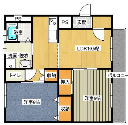 サン・オーレせんだ(2LDK/3階)の間取り写真