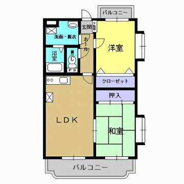 グレイスラパンI(2LDK/2階)の間取り写真