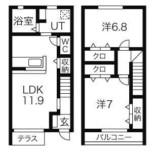 グラン・ピエールI(2LDK/1階)の間取り写真