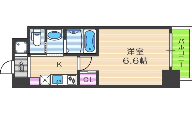 フレアコート梅田(1K/9階)の間取り写真