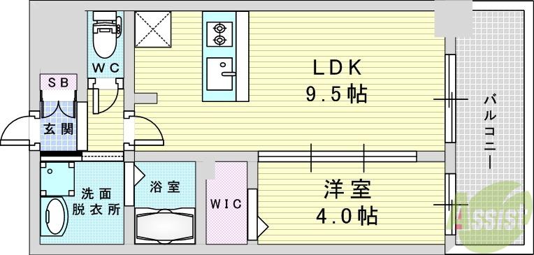 S-RESIDENCE東三国AMANTE(1LDK/3階)の間取り写真