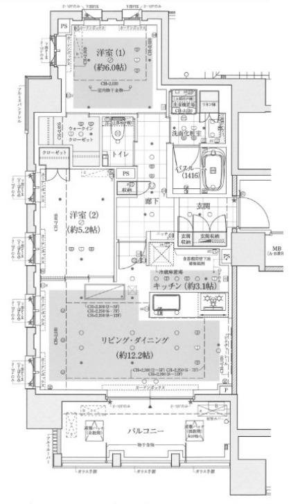 アトラス麻布十番(2LDK/12階)の間取り写真