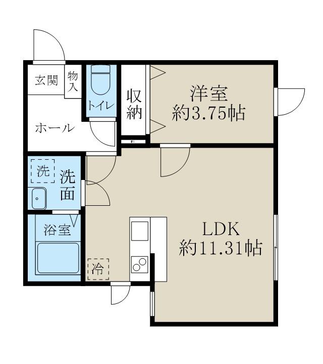 CASASOLE(1LDK/3階)の間取り写真