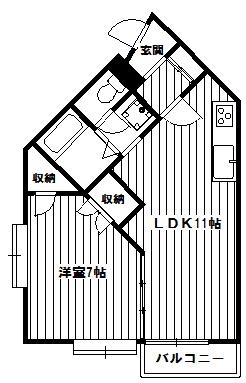 ブリランテB(1LDK/1階)の間取り写真