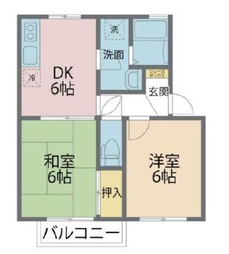 ソネンハイムA(2DK/1階)の間取り写真