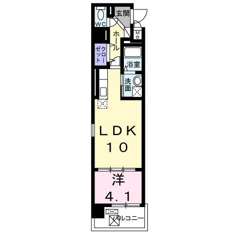シカタ シャンブレットI(1LDK/4階)の間取り写真