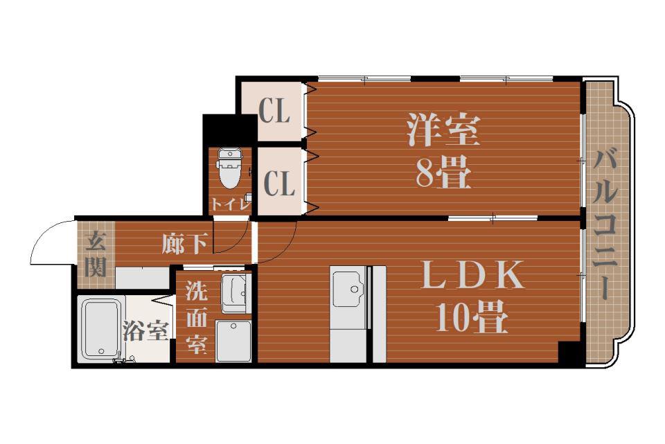 サンパレス新屋敷(1LDK/5階)の間取り写真