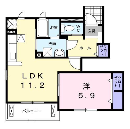 メゾ フォルテ(1LDK/1階)の間取り写真