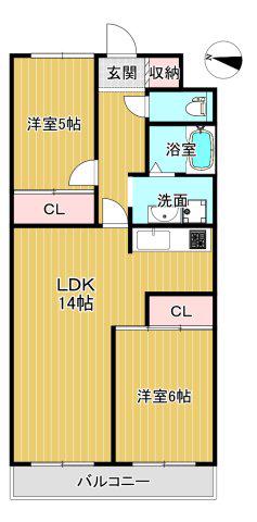戸田第一スカイハイツ(2LDK/4階)の間取り写真