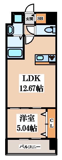 グランパセオサウス(1LDK/4階)の間取り写真