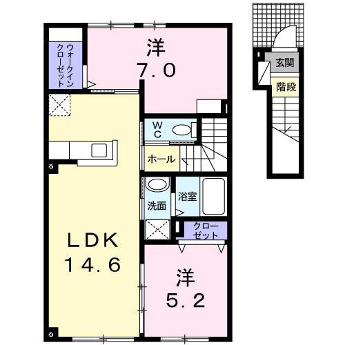 パンルージュI(2LDK/2階)の間取り写真