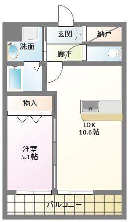ザ・クレスト上島(1LDK/2階)の間取り写真