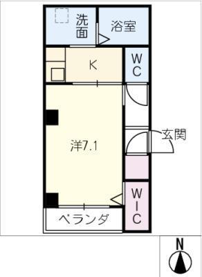 LACINE MIYABI(1K/2階)の間取り写真