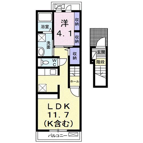 リバージュ厚木III(1LDK/2階)の間取り写真