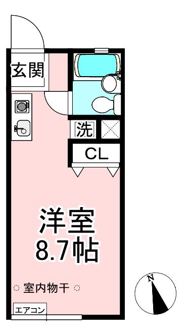 益田ハイツ(ワンルーム/2階)の間取り写真