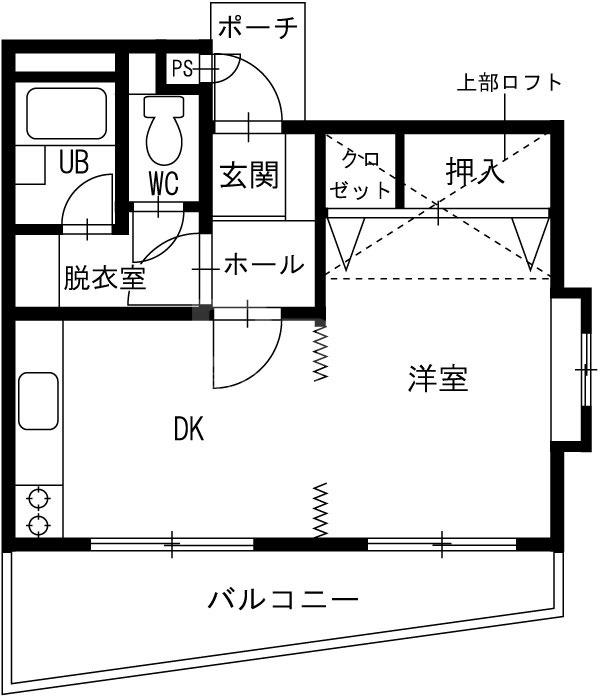 ハイツフォーレスト(1DK/2階)の間取り写真