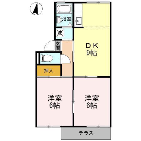 プレジール稲垣(2DK/1階)の間取り写真