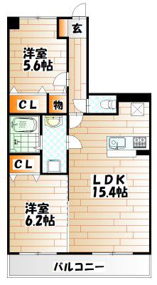 ラ ルミエール I(2LDK/3階)の間取り写真