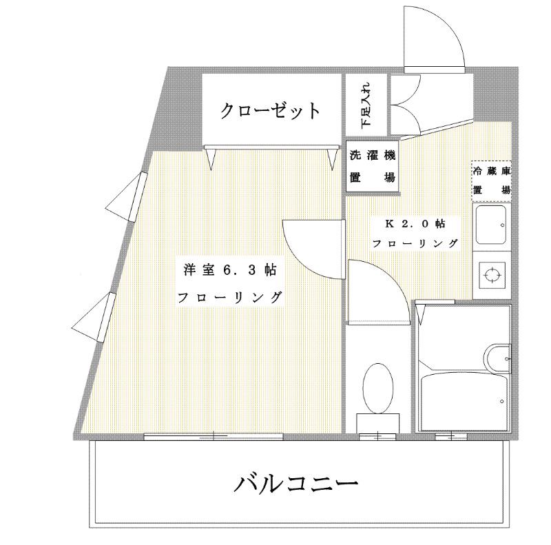 ケイフラット根岸(1K/2階)の間取り写真