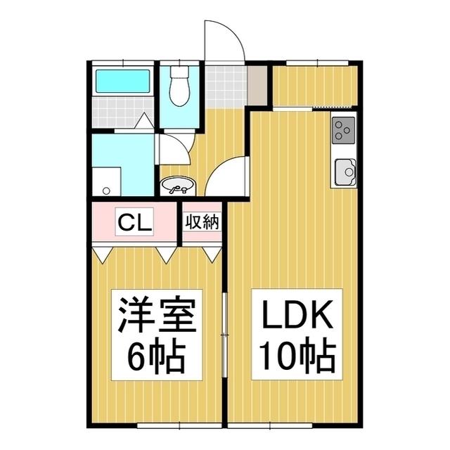 コーポ大原(1LDK/1階)の間取り写真