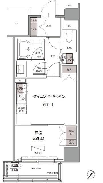 SKナインティ門前仲町(1DK/11階)の間取り写真