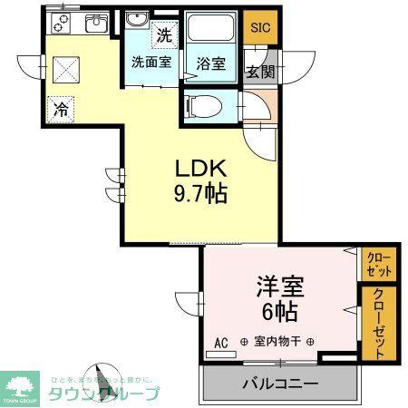 ドゥヴァンクールI(1LDK/1階)の間取り写真
