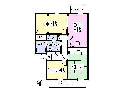 ヴィラ上砂(3DK/3階)の間取り写真