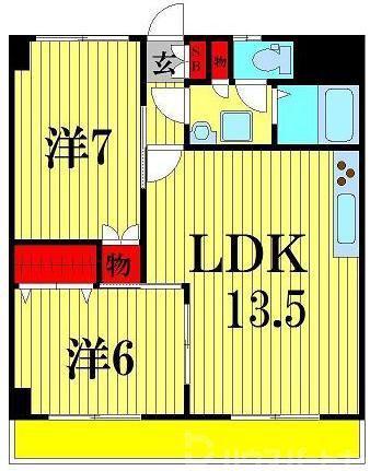 ウインズフジ(2LDK/3階)の間取り写真
