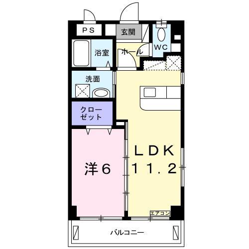 タートル・ソレイユ(1LDK/1階)の間取り写真