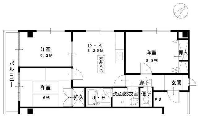 瑞江レジデンス芦田(3DK/1階)の間取り写真