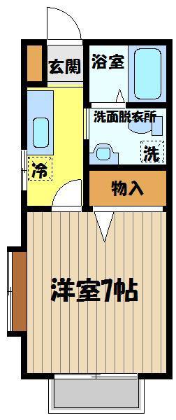 ウッズハウス(1K/2階)の間取り写真