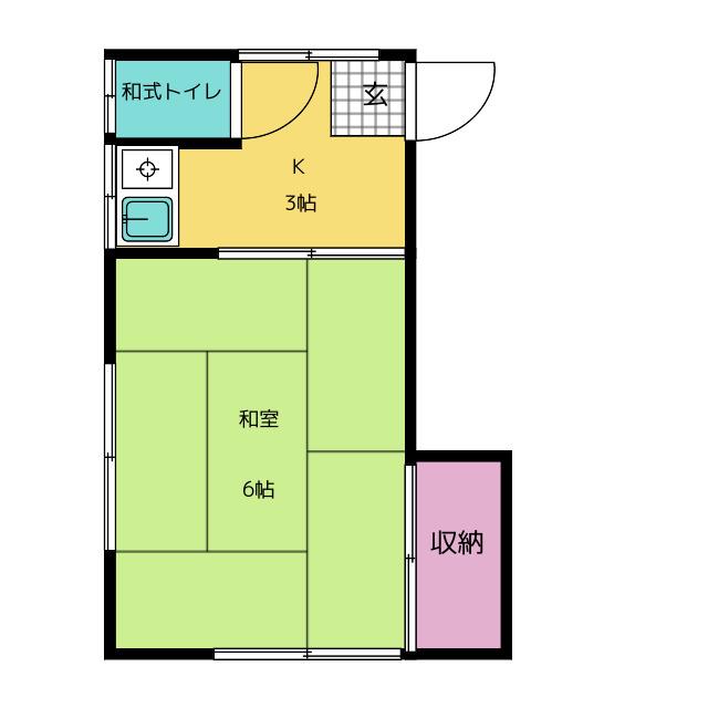 島崎荘(1K/2階)の間取り写真