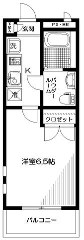 ヴェルデ下落合(1K/1階)の間取り写真