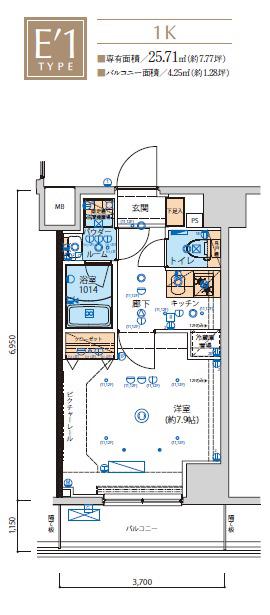 リヴシティ向島参番館(1K/3階)の間取り写真