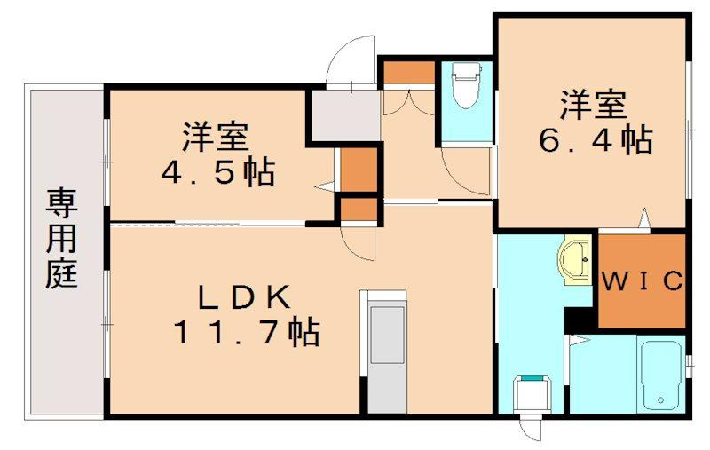 ラ・シエスタ平和(2LDK/1階)の間取り写真