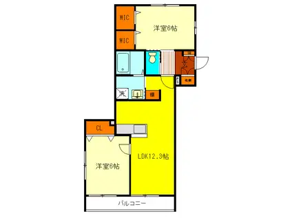 ヘーベルメゾン元町(2LDK/2階)の間取り写真