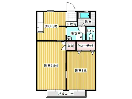 メゾン九重(2DK/1階)の間取り写真