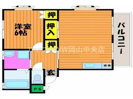 北村第2ビル(1LDK/2階)の間取り写真